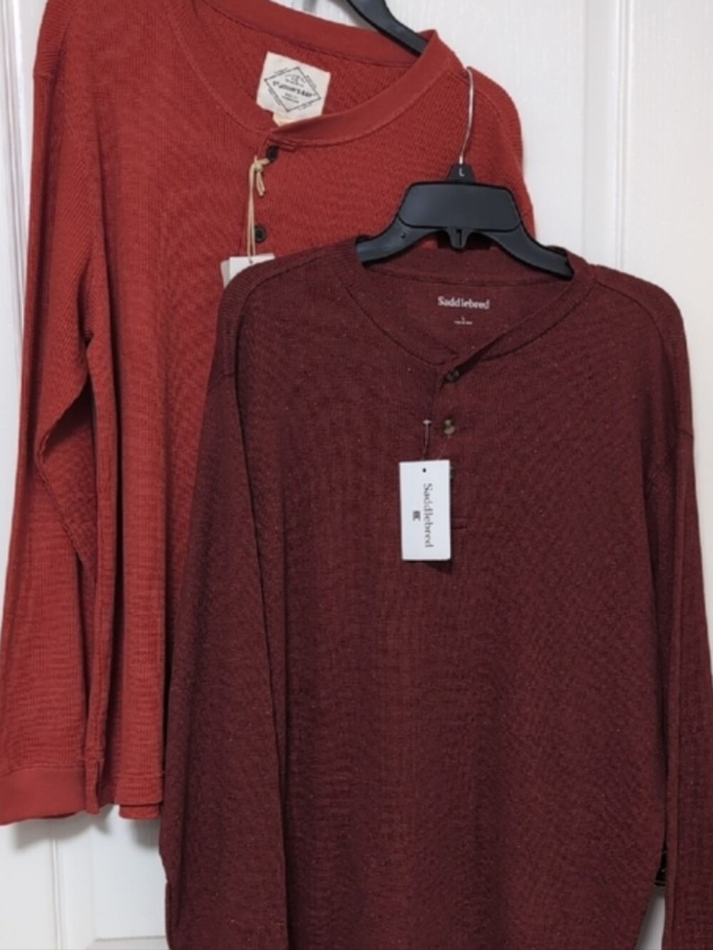 2 Thermal Henley Shirt Bundle. Saddlebred. St. John's Bay. Size Large. NEW